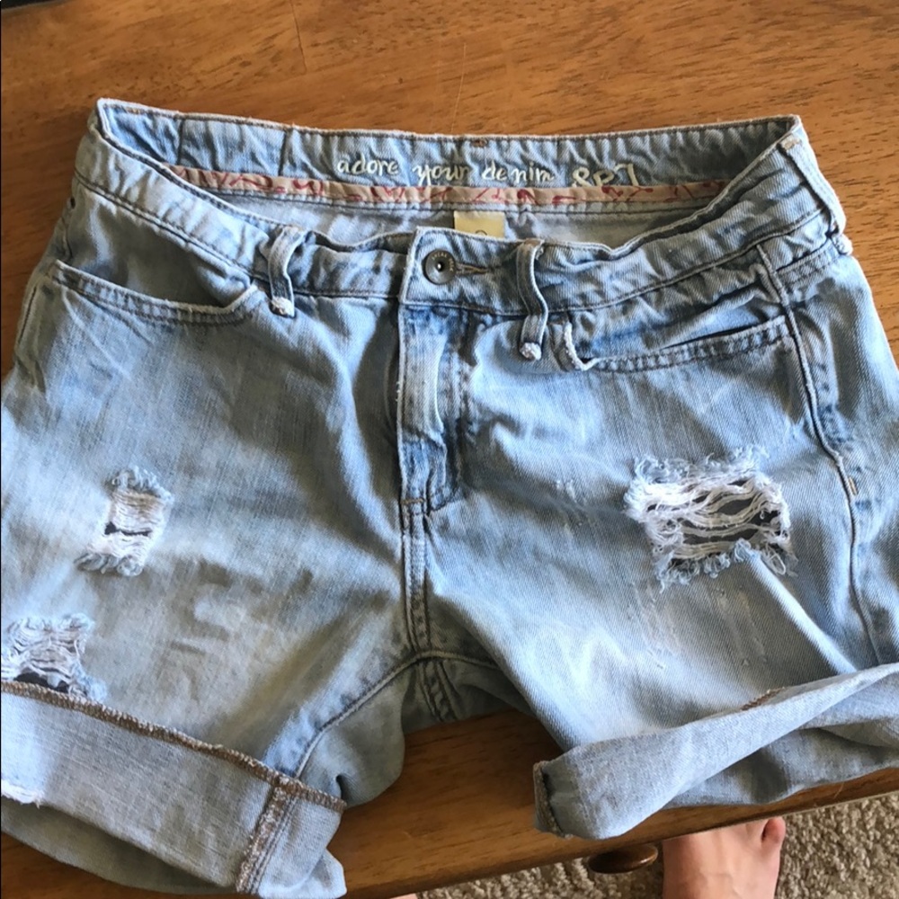 Sneak Peek Ripped Denim Bermuda Shorts